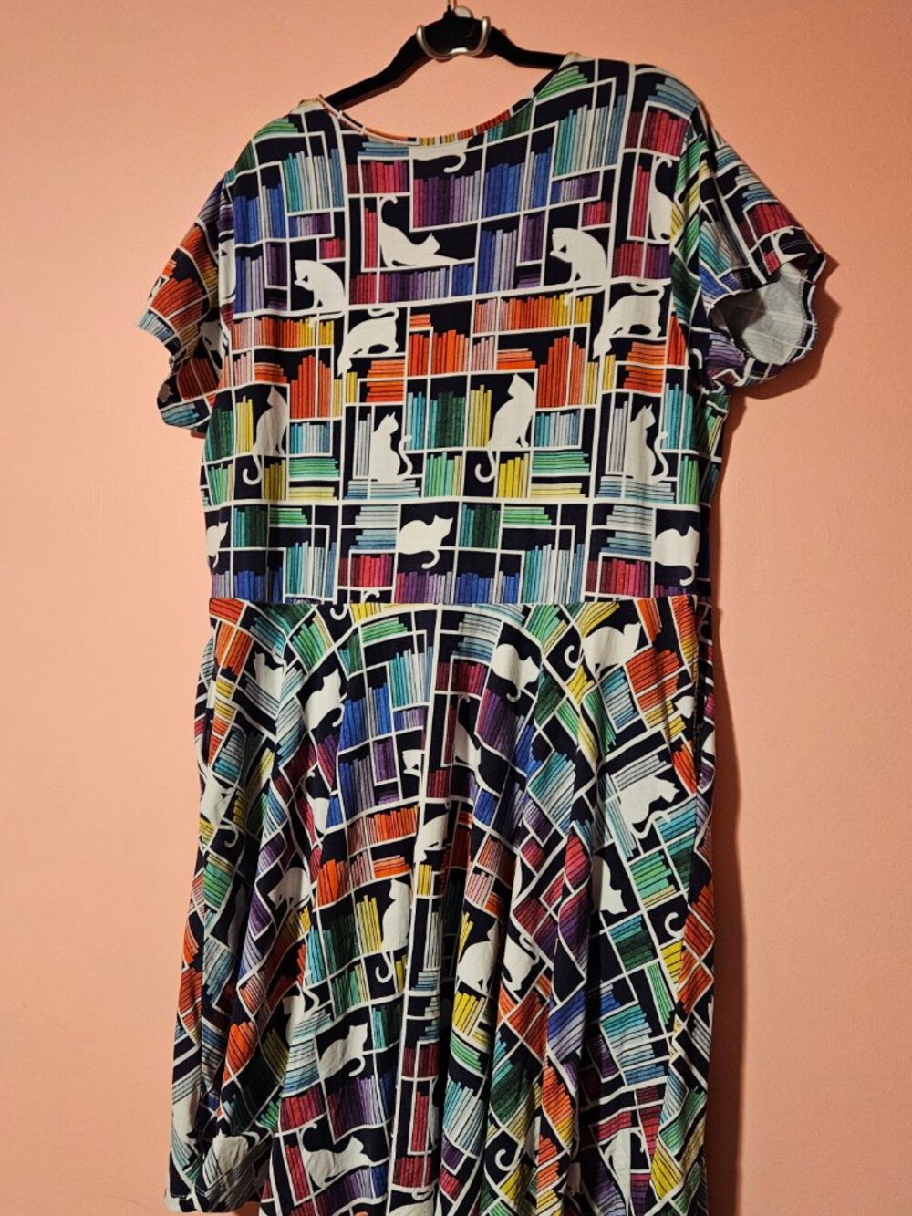 Princess Awesome Check Meowt Rainbow Books Cats Super Twirler Plus Dress Pockets - Picture 4 of 7